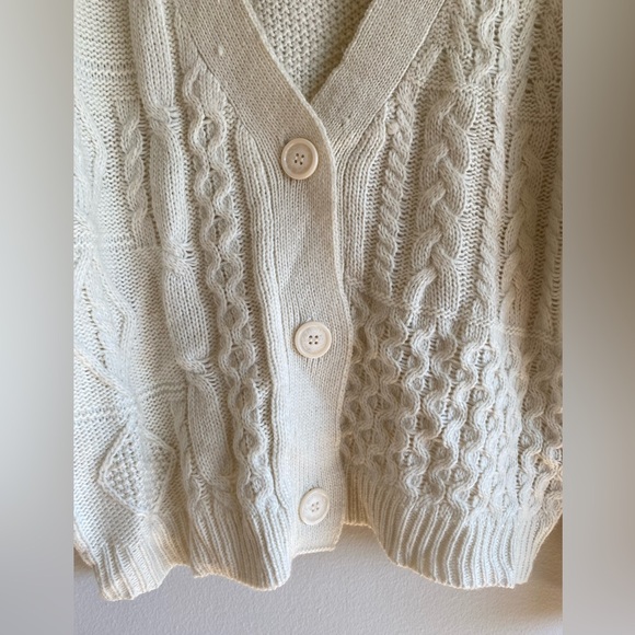 Blu Pepper White Cream Knit Cardigan Button Up Women’s Small - Picture 5 of 8